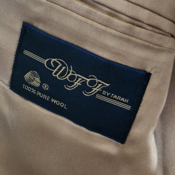 WFF By Farah Brown Wool Herringbone Tweed Sport Coat Blazer Size 44R - Picture 6 of 8